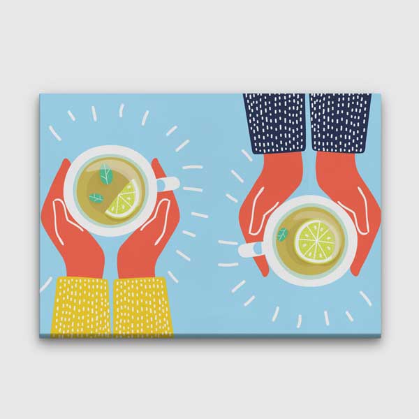 cafe-wall-art-decor-12220-00 Limonlu Çay İllüstrasyon Duvar Dekoru – 12220