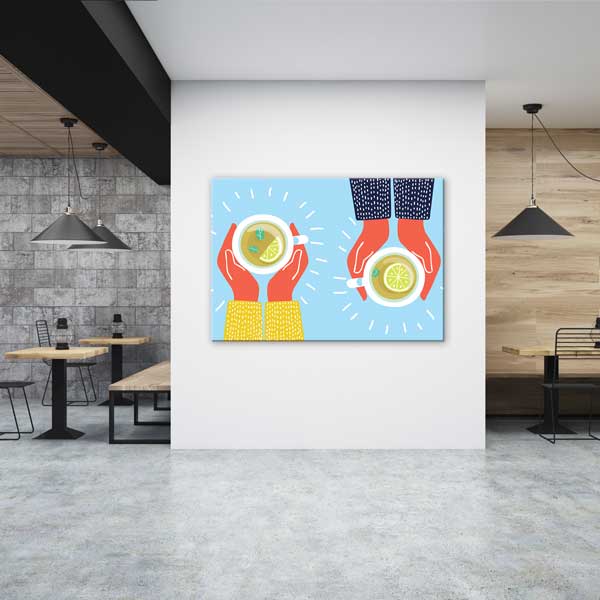 cafe-wall-art-decor-12220-02 Limonlu Çay İllüstrasyon Duvar Dekoru – 12220