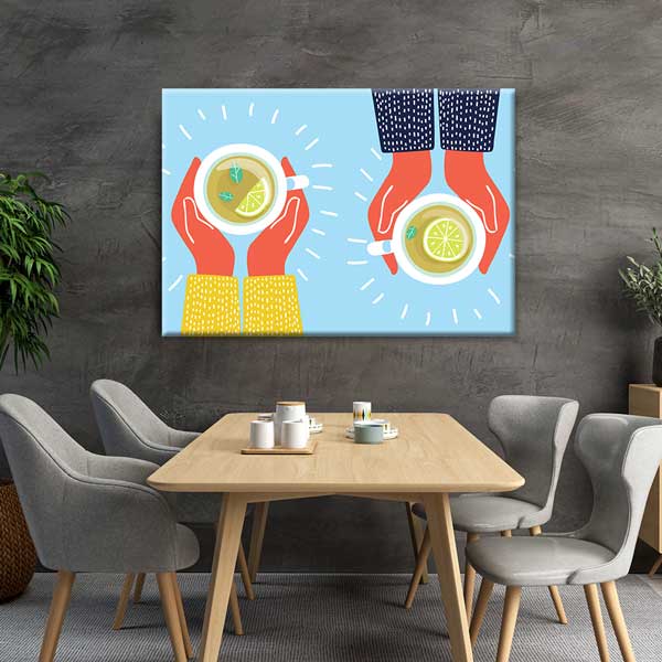 cafe-wall-art-decor-12220-04 Limonlu Çay İllüstrasyon Duvar Dekoru – 12220