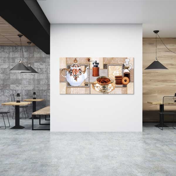 cafe-wall-art-decor-12263-03 Klasik Çay ve Kahve Temalı Duvar Tablosu – 12263