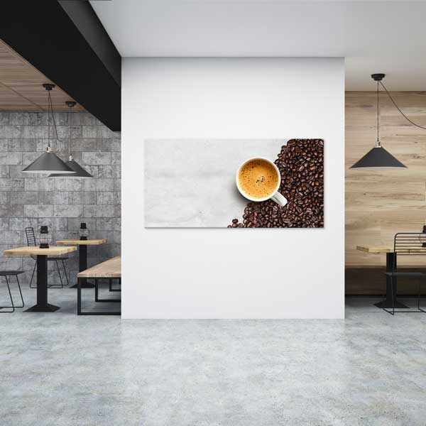cafe-wall-art-decor-12264-03 Kahve Çekirdekleri ve Fincan Görünümlü Duvar Tablosu – 12264