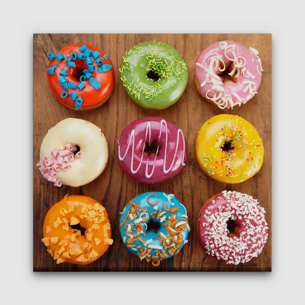 Renkli Donut Tasarımlı Kafe Duvar Tablosu – 12286