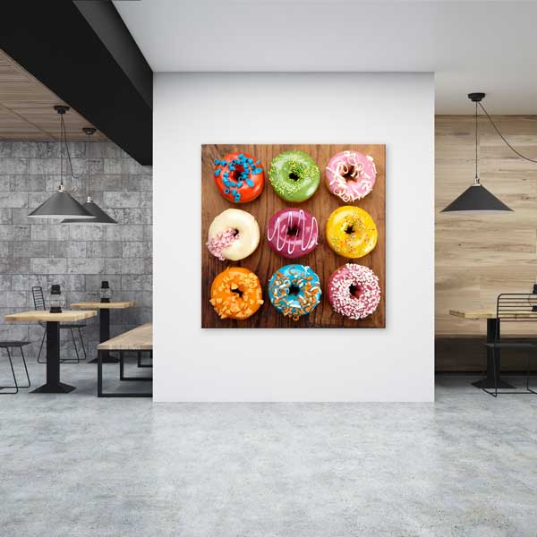 Renkli Donut Tasarımlı Kafe Duvar Tablosu – 12286