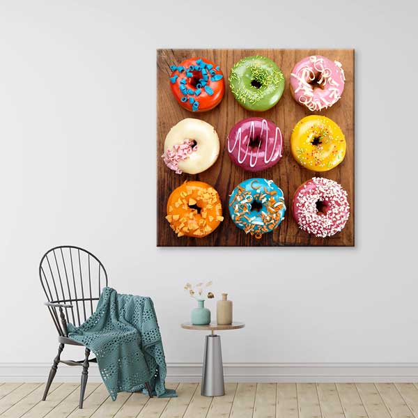 Renkli Donut Tasarımlı Kafe Duvar Tablosu – 12286