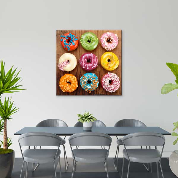 Renkli Donut Tasarımlı Kafe Duvar Tablosu – 12286