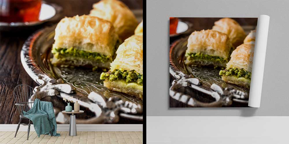 Fıstıklı Baklava Detaylı Sunum Duvar Kağıdı 12385