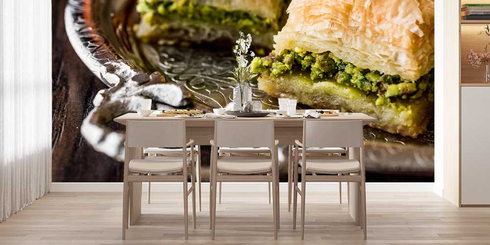 Fıstıklı Baklava Detaylı Sunum Duvar Kağıdı 12385