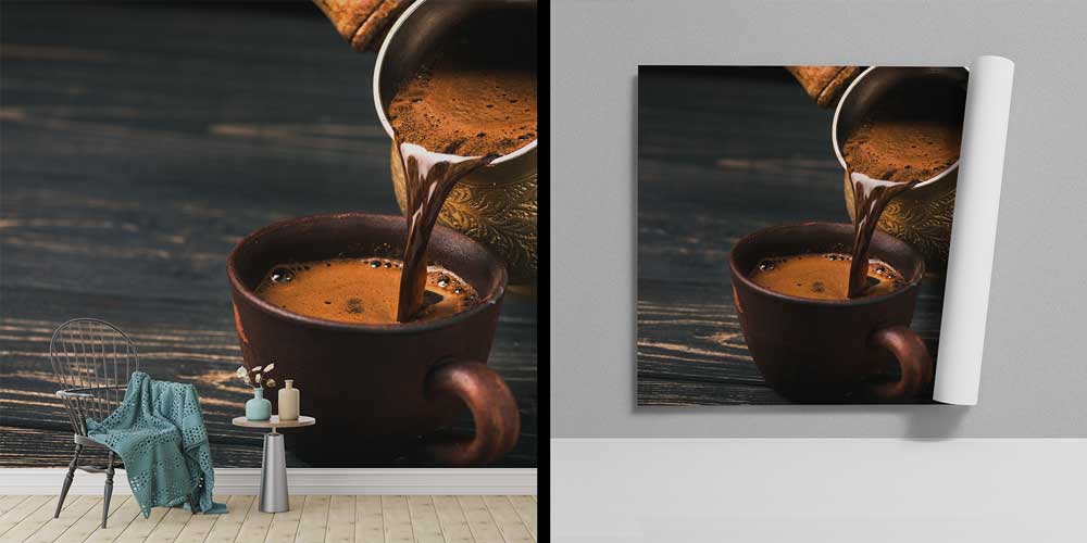 Bakır Cezvede Türk Kahvesi Temalı Duvar Kağıdı 12398