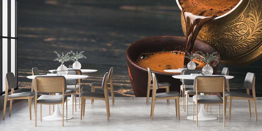 Bakır Cezvede Türk Kahvesi Temalı Duvar Kağıdı 12398