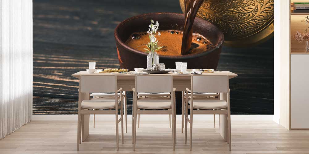 Bakır Cezvede Türk Kahvesi Temalı Duvar Kağıdı 12398