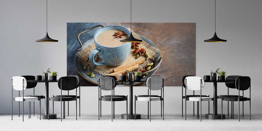 Sıcak Baharatlı Kahve Tasarımlı Büyük Ebat Duvar Dekoru – 12440
