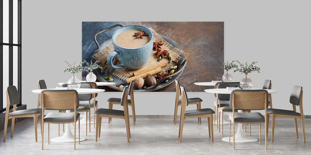 Sıcak Baharatlı Kahve Tasarımlı Büyük Ebat Duvar Dekoru – 12440