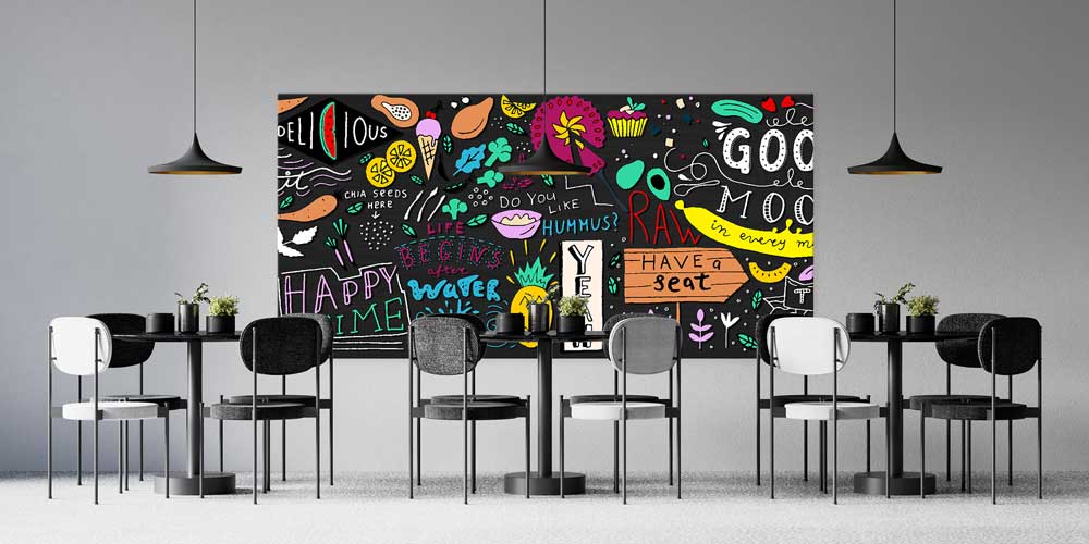 Renkli Yazı ve İllüstrasyon Tasarımlı Büyük Ebat Duvar Dekoru – 12442