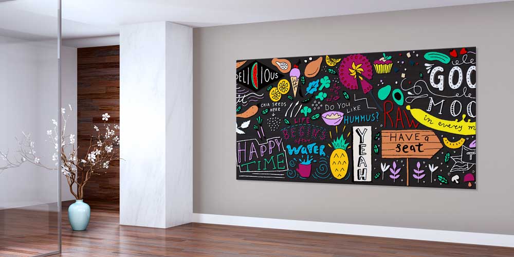 Renkli Yazı ve İllüstrasyon Tasarımlı Büyük Ebat Duvar Dekoru – 12442