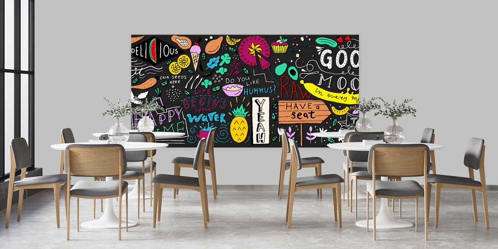 Renkli Yazı ve İllüstrasyon Tasarımlı Büyük Ebat Duvar Dekoru – 12442