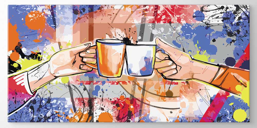 Renkli Kahve Kupası İllüstrasyonlu Büyük Ebat Duvar Dekoru – 12444