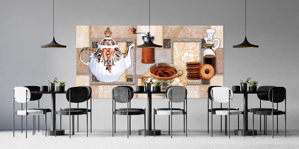 Klasik Çay ve Kahve Sunumu Tasarımlı Büyük Ebat Duvar Dekoru – 12445