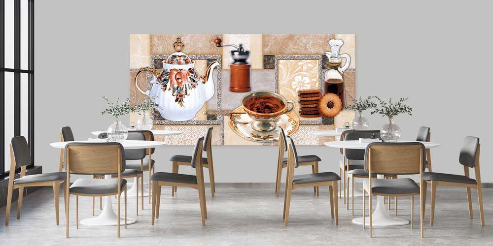 Klasik Çay ve Kahve Sunumu Tasarımlı Büyük Ebat Duvar Dekoru – 12445
