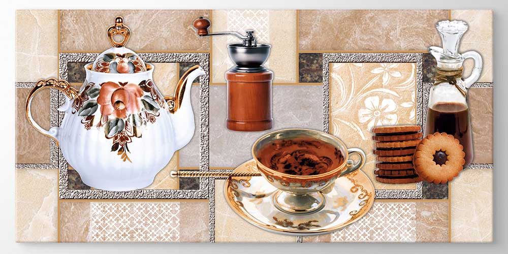 Klasik Çay ve Kahve Sunumu Tasarımlı Büyük Ebat Duvar Dekoru – 12445