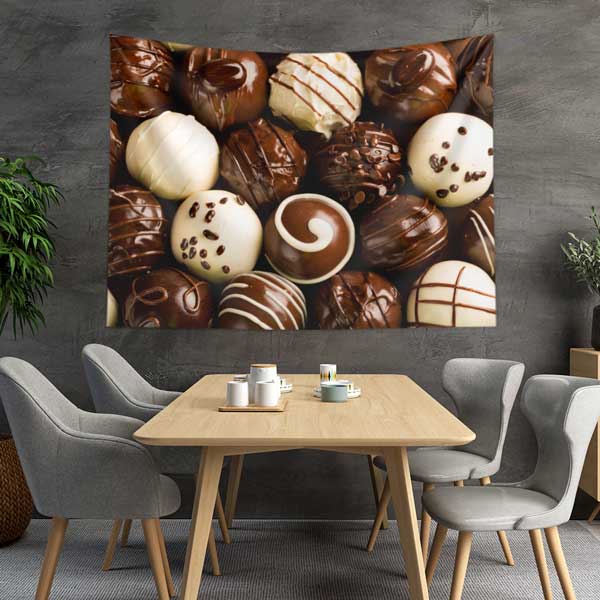 Çikolata Trüf Desenli Duvar Örtüsü Kumaş Baskı 12543