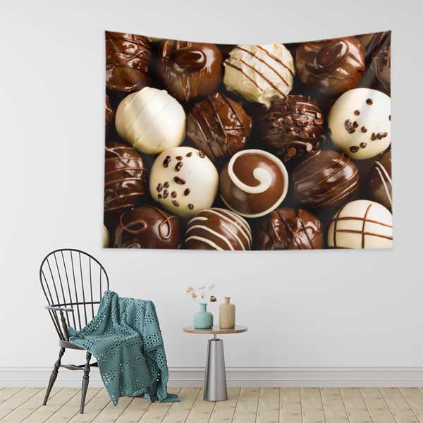 Çikolata Trüf Desenli Duvar Örtüsü Kumaş Baskı 12543