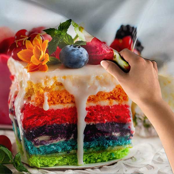 cafe-wall-art-decor-12546-04 Renkli Katmanlı Pasta Temalı Duvar Örtüsü Kumaş Baskı 12546