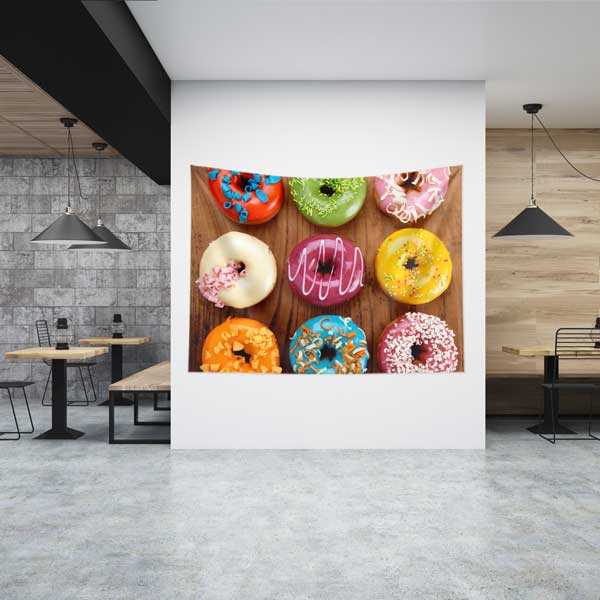 Renkli Donut Temalı Kafe Duvar Dekoru 12549