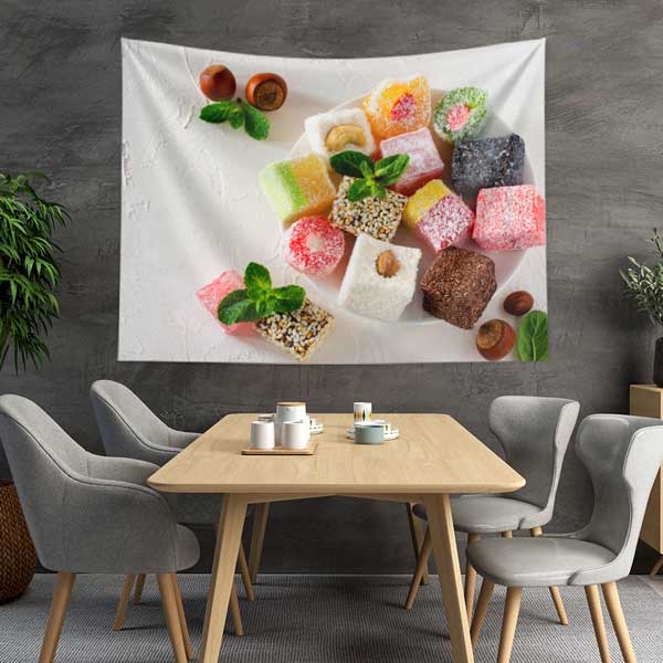 Renkli Türk Lokumu Temalı Duvar Örtüsü 12568