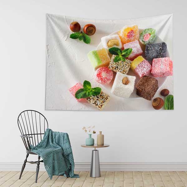 Renkli Türk Lokumu Temalı Duvar Örtüsü 12568