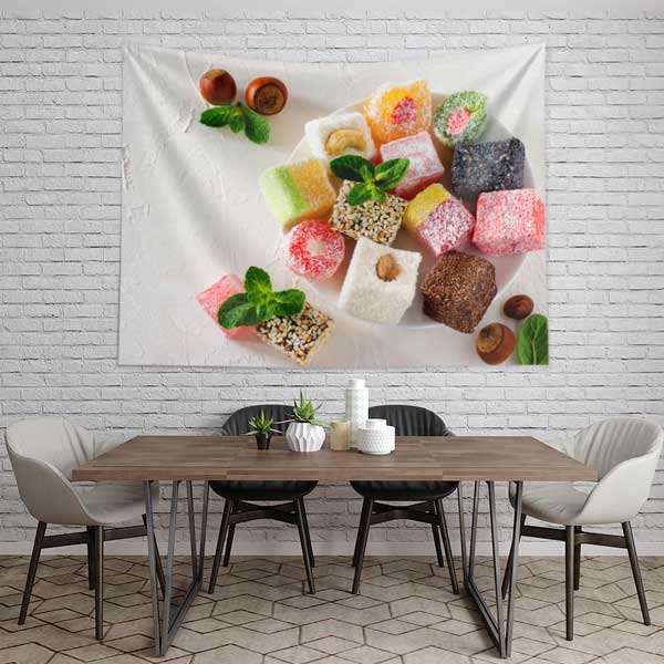 Renkli Türk Lokumu Temalı Duvar Örtüsü 12568