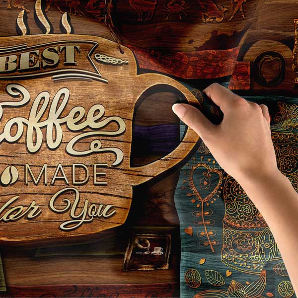 Best Coffee Yazılı Kafe Duvar Örtüsü Kumaş Baskı 12524