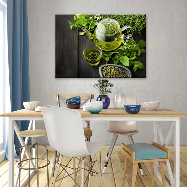 Doğal Bitki Çayı Demlik ve Bardak Kanvas Duvar Tablosu – 12212