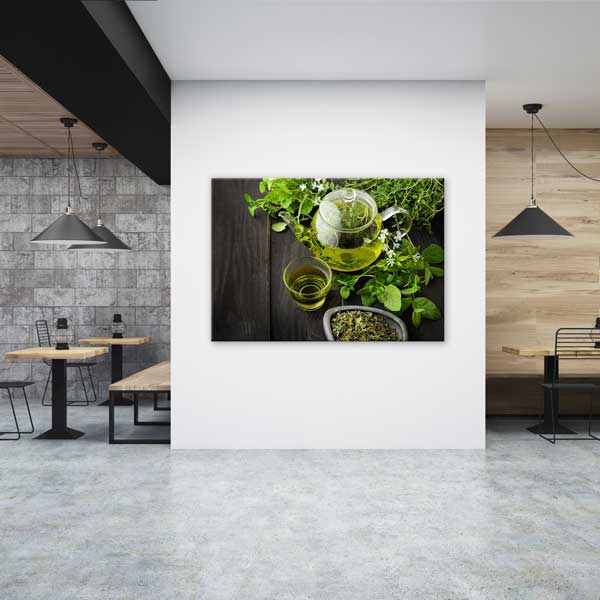 Doğal Bitki Çayı Demlik ve Bardak Kanvas Duvar Tablosu – 12212