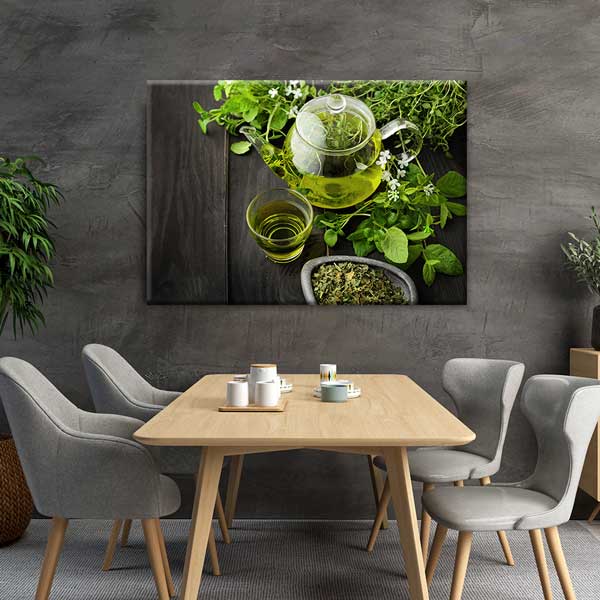 Doğal Bitki Çayı Demlik ve Bardak Kanvas Duvar Tablosu – 12212