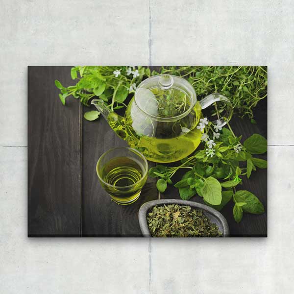 Doğal Bitki Çayı Demlik ve Bardak Kanvas Duvar Tablosu – 12212