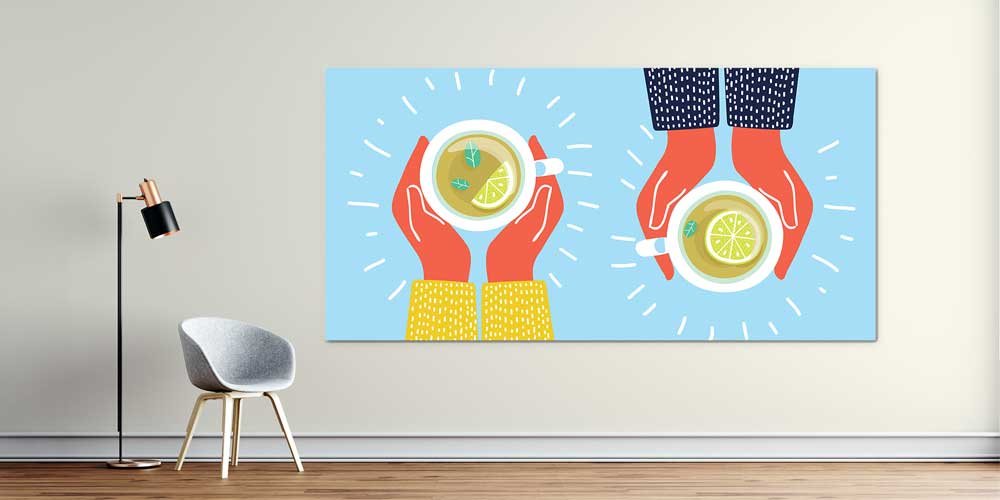 Limonlu Çay İllüstrasyonlu Büyük Ebat Duvar Dekoru – 12446