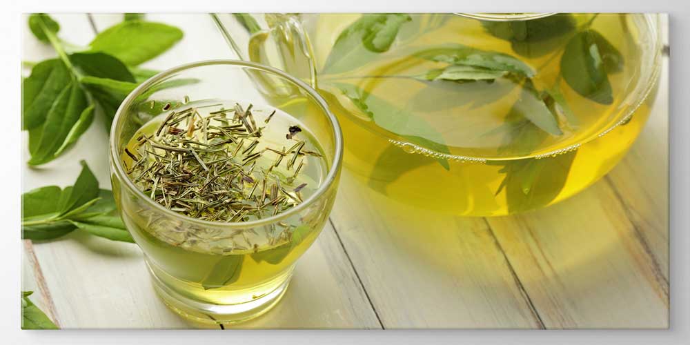 Yeşil Çay ve Taze Yapraklar Tasarımlı Büyük Ebat Duvar Dekoru – 12449