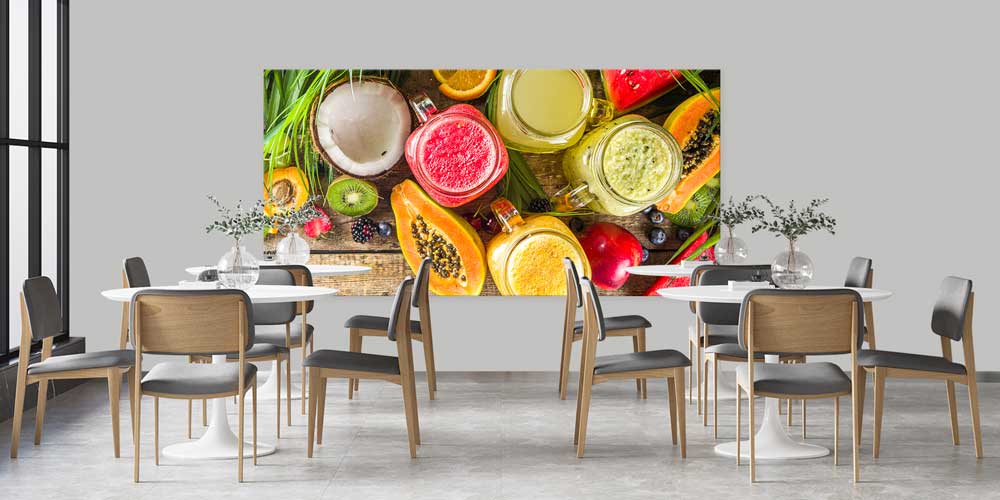 Tropikal Meyve Suları Tasarımlı Büyük Ebat Duvar Dekoru – 12454