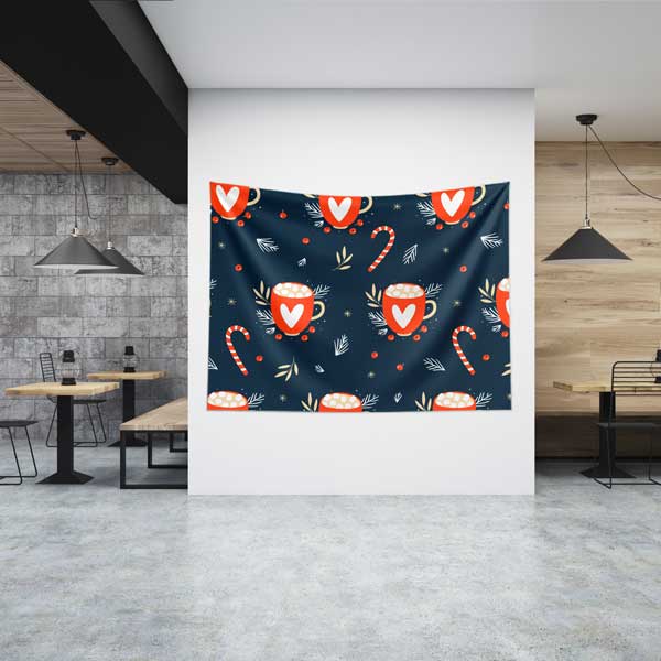 Kalpli Kahve Kupası Desenli Duvar Örtüsü 12532