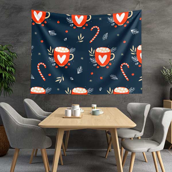 Kalpli Kahve Kupası Desenli Duvar Örtüsü 12532