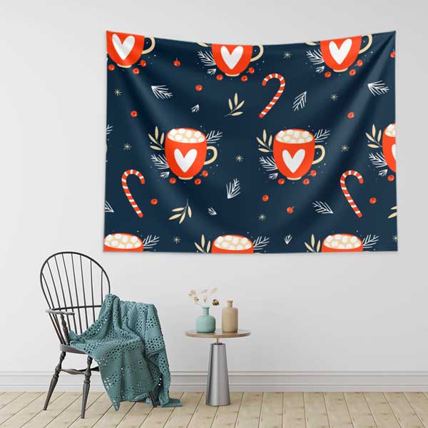 Kalpli Kahve Kupası Desenli Duvar Örtüsü 12532