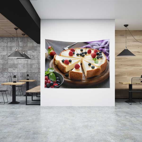 Meyveli Cheesecake Temalı Duvar Örtüsü Kumaş Baskı 12545