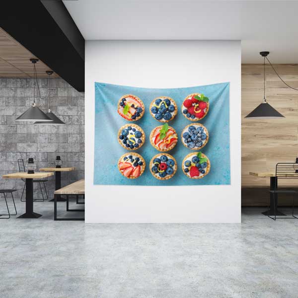 Meyveli Mini Tartlar Temalı Duvar Dekoru Kumaş Baskı 12548