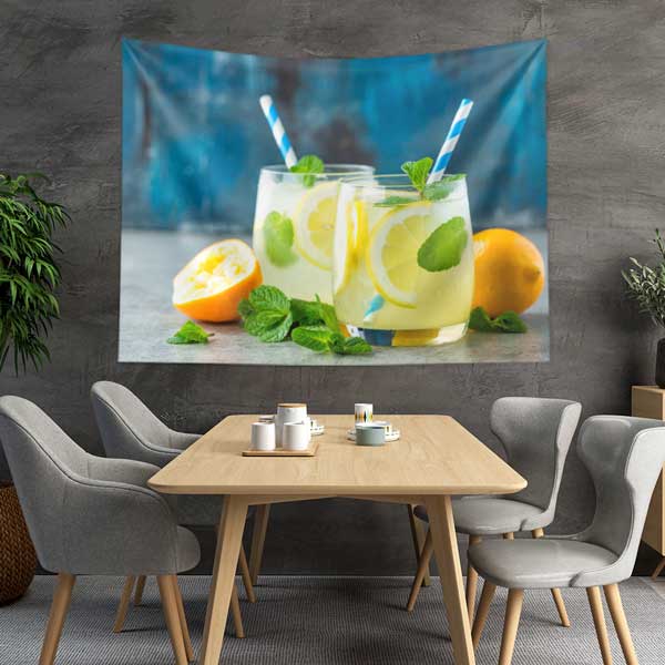 cafe-wall-decoration-12554-01 Limonata Temalı Kafe Duvar Tablosu – Ferah Yaz İçeceği Tasarımlı Dekor 12554