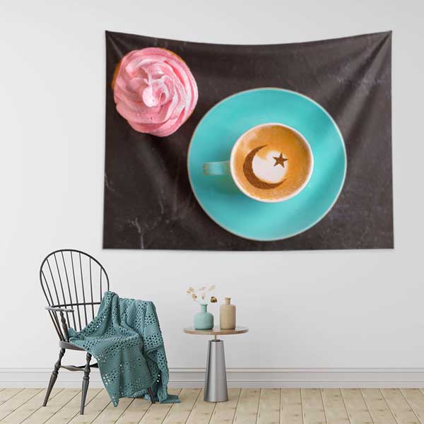 cafe-wall-decoration-12564-02 Ay Yıldız Motifli Kahve Temalı Duvar Örtüsü 12564