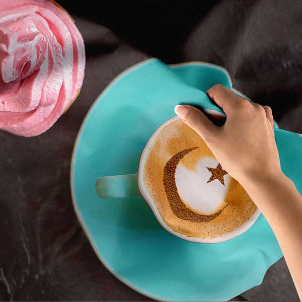 cafe-wall-decoration-12564-04 Ay Yıldız Motifli Kahve Temalı Duvar Örtüsü 12564