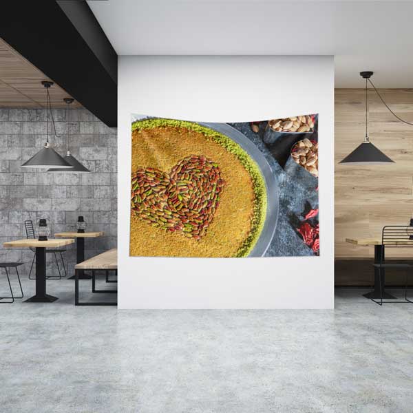 cafe-wall-decoration-12576-00 Fıstıklı Künefe Temalı Duvar Örtüsü 12576