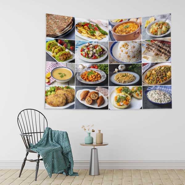 Anadolu Yemekleri Kolaj Temalı Duvar Örtüsü 12577