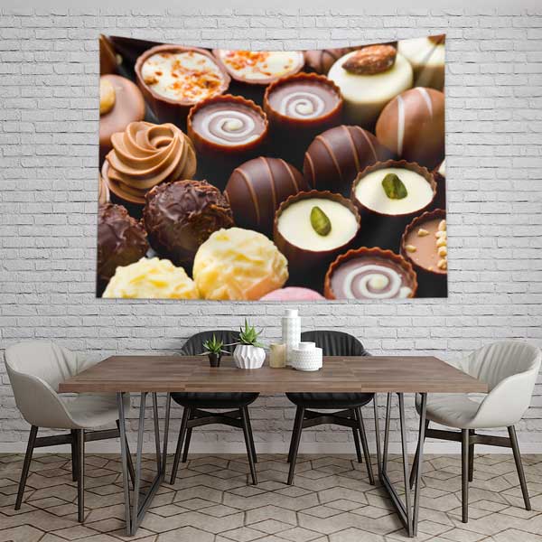 cafe-wall-tapestry-decor-12541-03 Çikolata Desenli Kafe Duvar Örtüsü Kumaş Baskı 12541