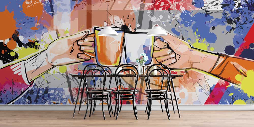 Sanatsal Kahve Kupası Çizimli Kafe Duvar Kağıdı 12362